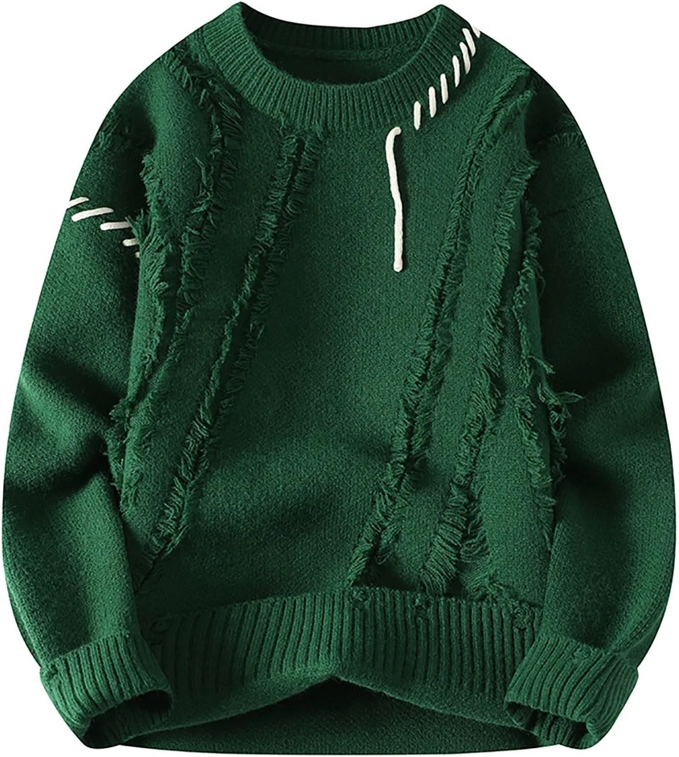 

Мужской свитер Raw Trim Design с длинными рукавами, уютный, свободный, вязаный Cambkatl