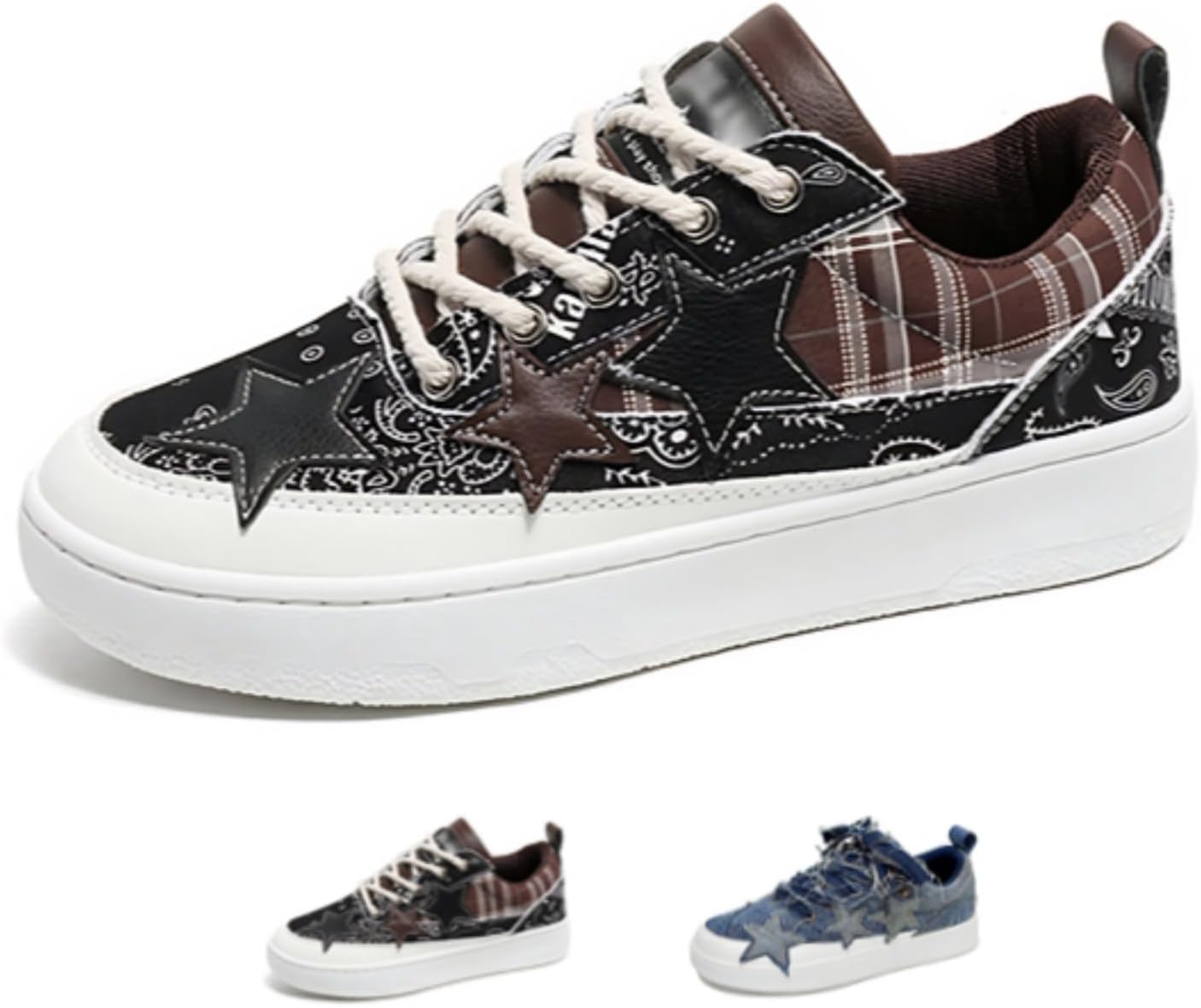 

Ретро джинсовые массивные кроссовки для женщин и мужчин, повседневный стиль, винтажный уличный стиль, парусиновая платформа Acaritouch, коричневый