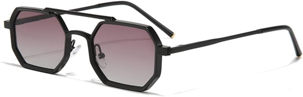 

Мужские солнцезащитные очки в стиле ретро с двойной перемычкой, многоугольные, маленькие, с прозрачными линзами с градиентом цвета "океан", женские очки в металлической оправе TYUVIVO, Black Purple