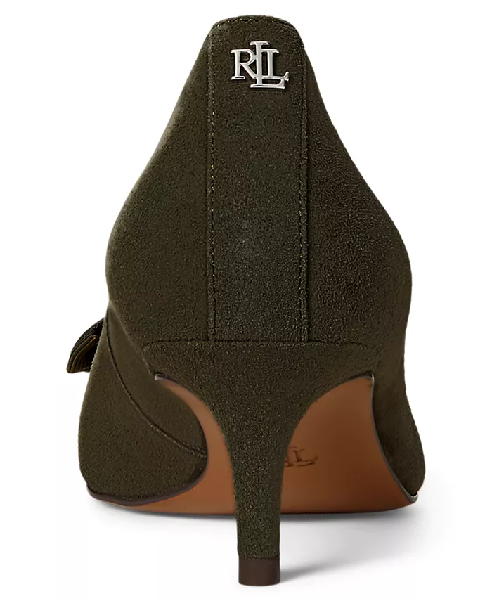Женские замшевые туфли Adrienne с бантом Lauren Ralph Lauren, зеленый — фото 3
