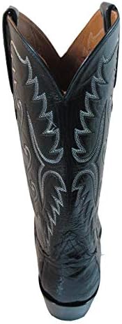 Мужские классические ковбойские сапоги Lucchese E2147.54, черная каймановая кожа Ultra Belly, ручная работа, черная буйволиная кожа, ширина E Lucches Classic — фото 3