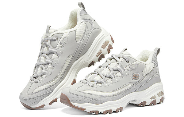 Кроссовки (WMNS) Skechers D'lites-looking Glass Marathon Running Shoes 'Grey White Brown', серый — фото 4