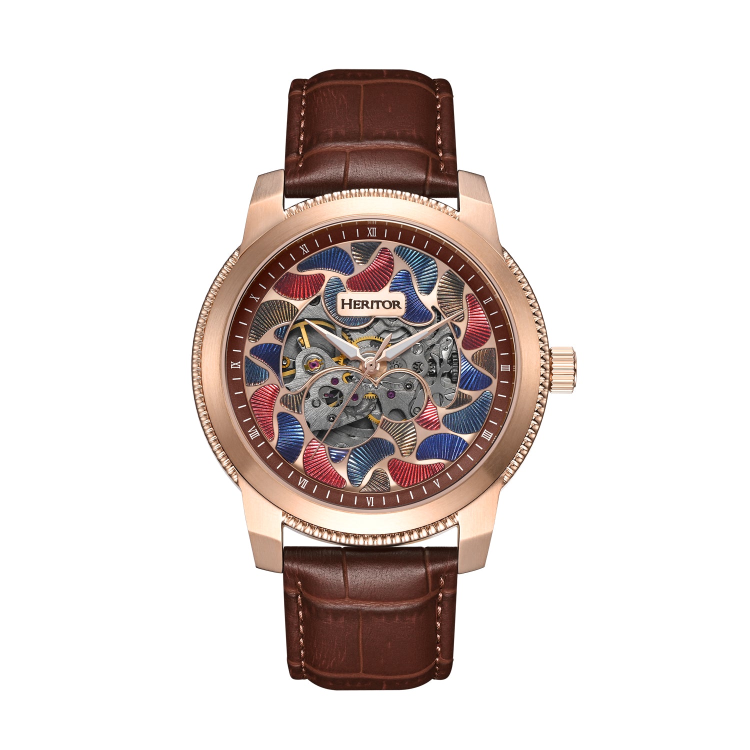 

Часы Emmanuel Semi-Skeleton с кожаным ремешком Heritor Automatic, коричневый
