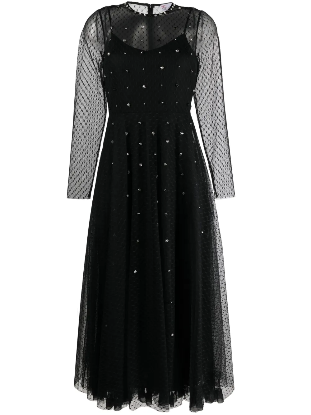 

Платье миди из тюля с кристаллами RED Valentino, черный
