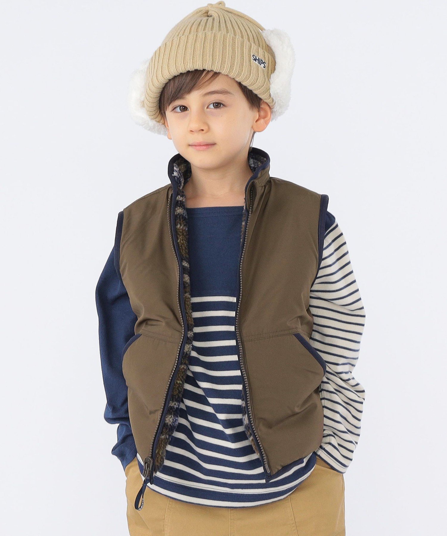 Детская модель: 100-130 см / Водоотталкивающий> Двусторонний жилет Boa Ships Kids, Brown tones