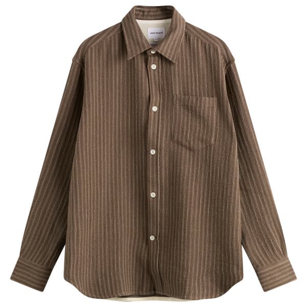 

Рубашка Ole oversize из шерсти в полоску Norse Projects, Seal Brown