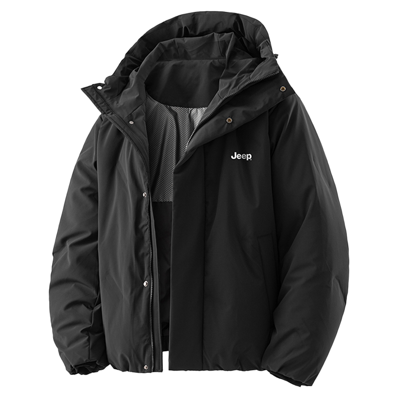 

Jeep Пуховик Unisex Black с капюшоном утепленный