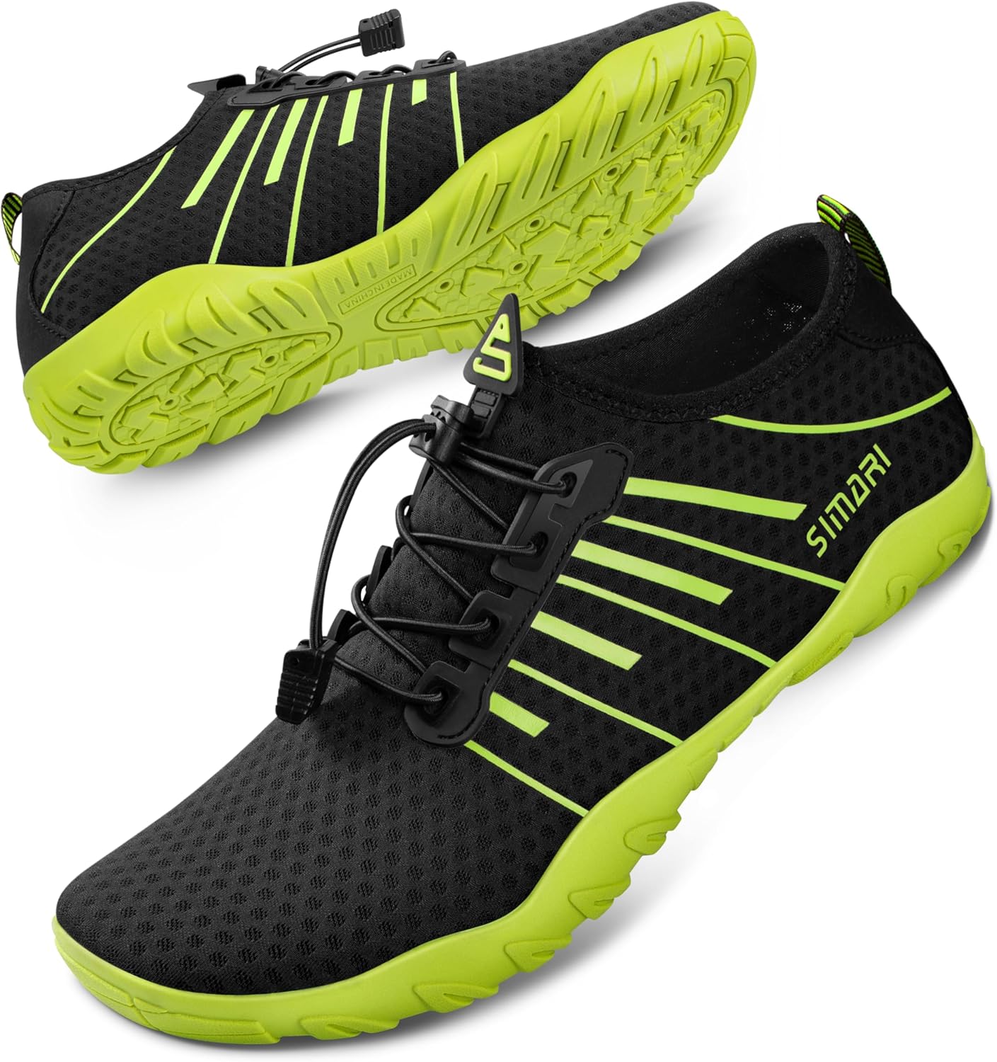 

Водные туфли SIMARI для женщин и мужчин - Босоножки с быстрым высыханием, Легкие плавательные тапочки для серфинга, плавания, пляжного спорта, каякинга, дайвинга, Противоскользящий дизайн, черный/зеленый