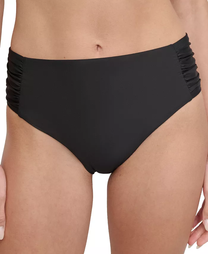 

Женские бикини-трусы с высокой талией и боковыми сборками DKNY, черный