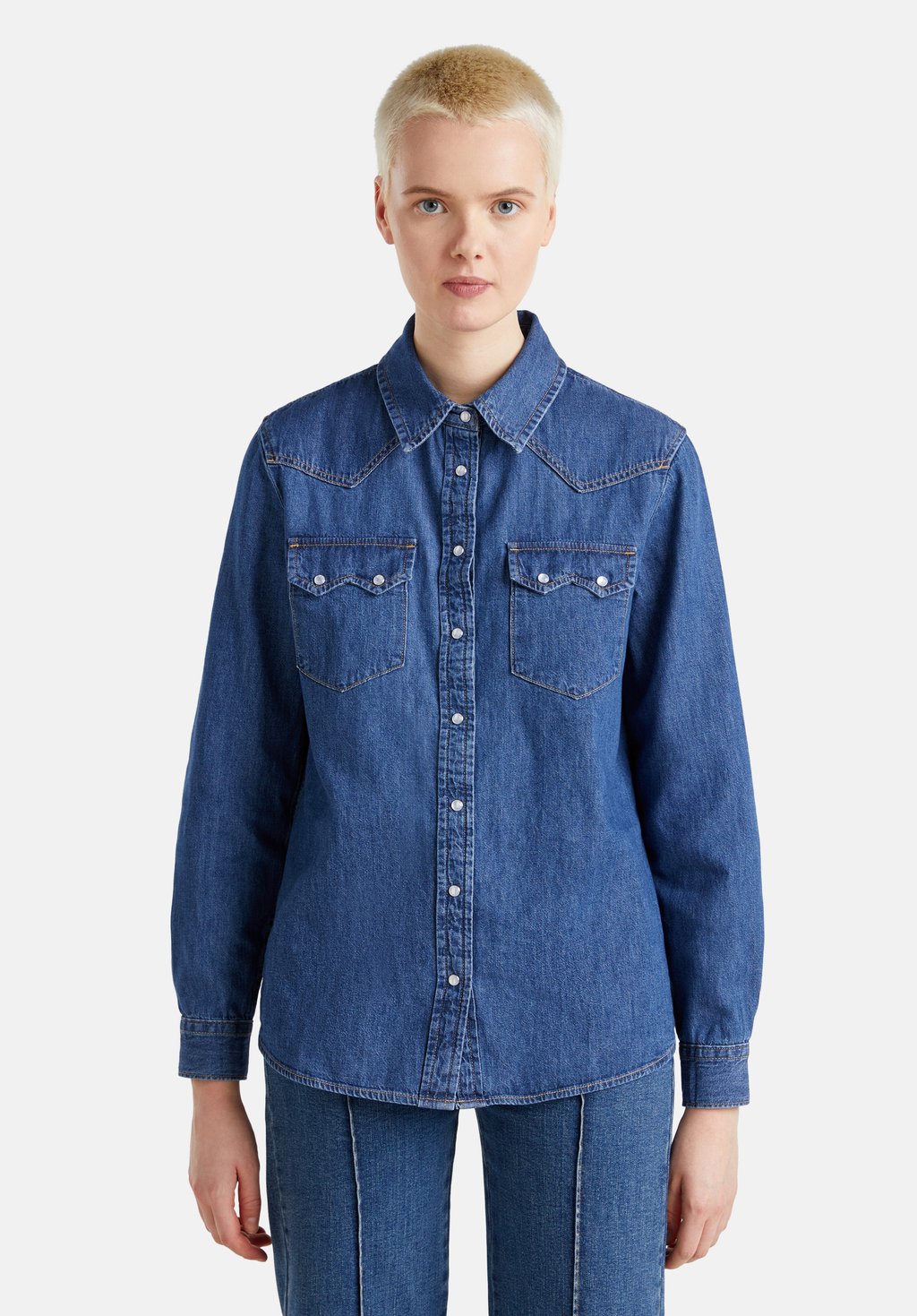 

Блузка на пуговицах WESTERN United Colors of Benetton, синий