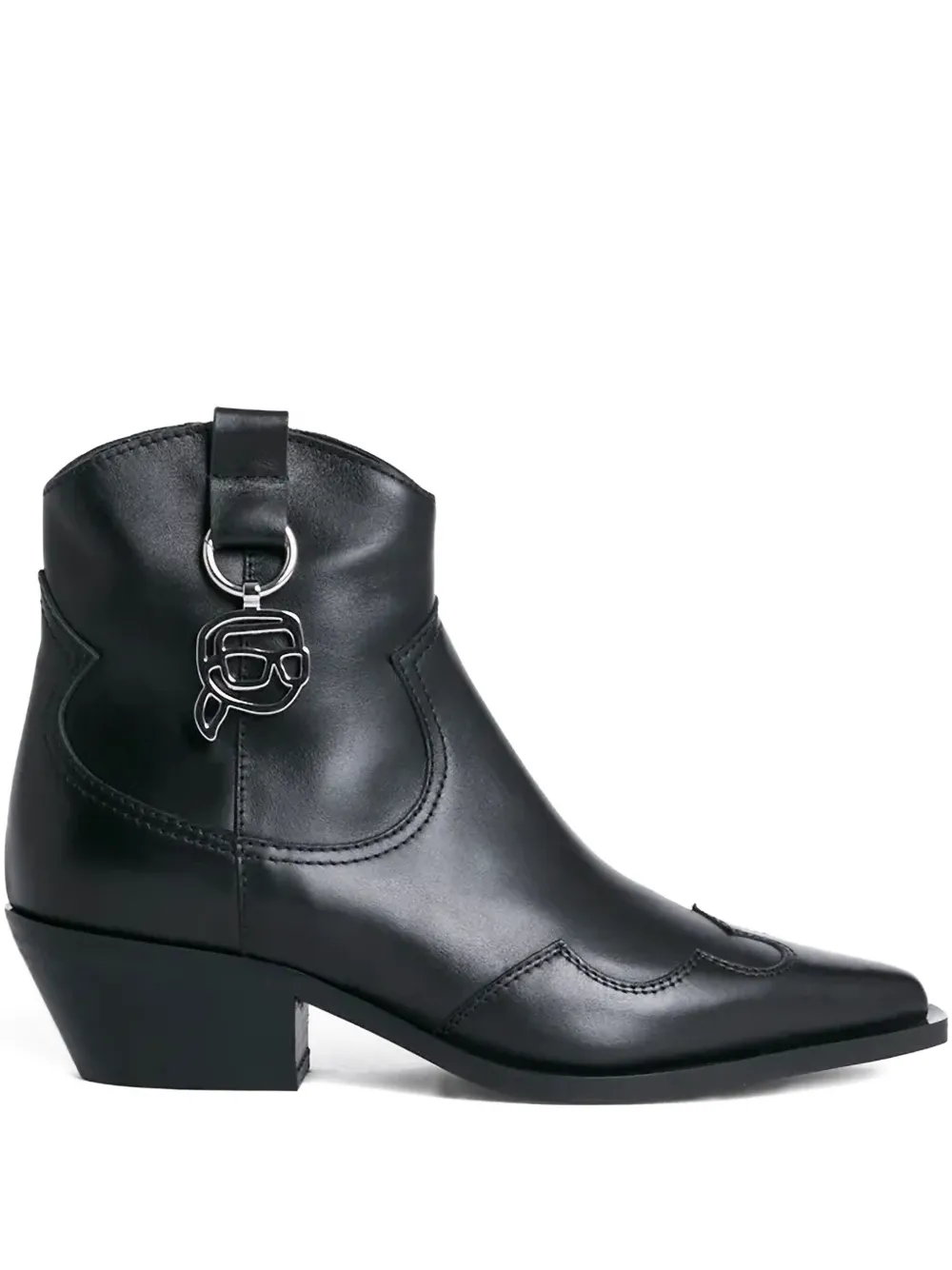 Ковбойские сапоги с кожаными молниями KARL LAGERFELD, черный