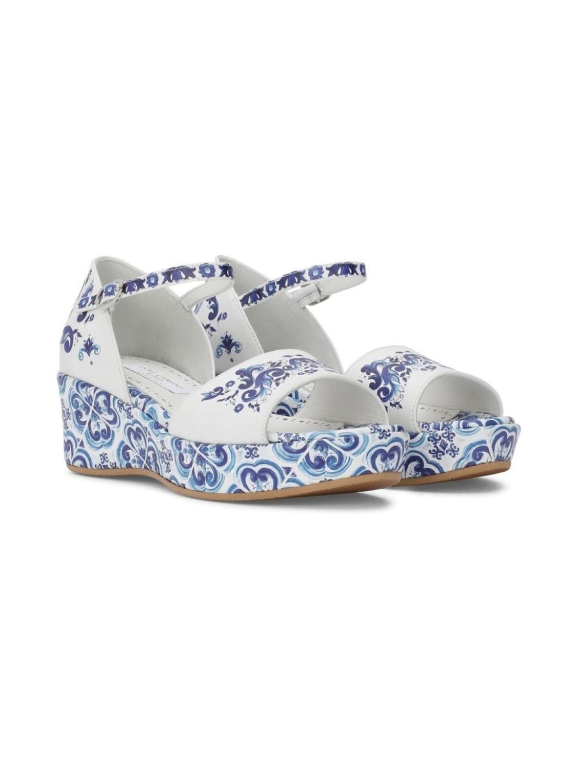 

Dolce & Gabbana Kids босоножки с принтом Majolica, белый