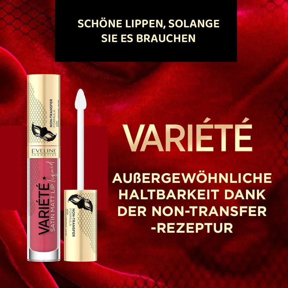Стойкая жидкая помада Eveline Cosmetics Variété с гиалуроновой кислотой, оттенок 04 Eveline Cosmetics, 04 Toffee — фото 4