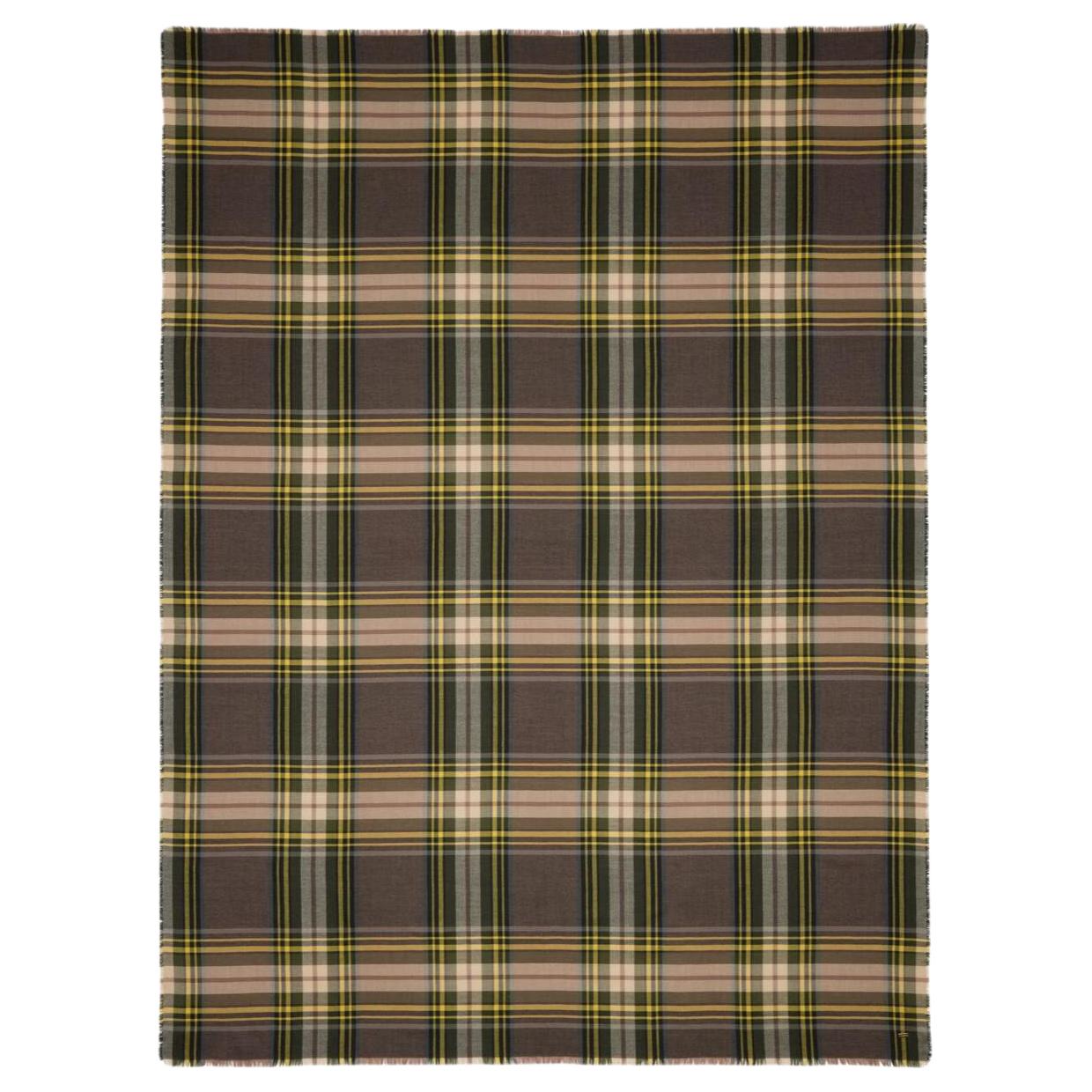 

SAINT LAURENT Шерстяной шёлковый вязаный шарф женский коричневый, Brown