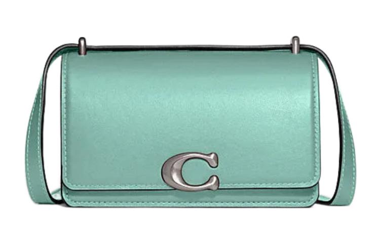 

COACH Блестящая кожаная сумка-конверт из коровьей кожи бандитского стиля маленького размера женская синяя