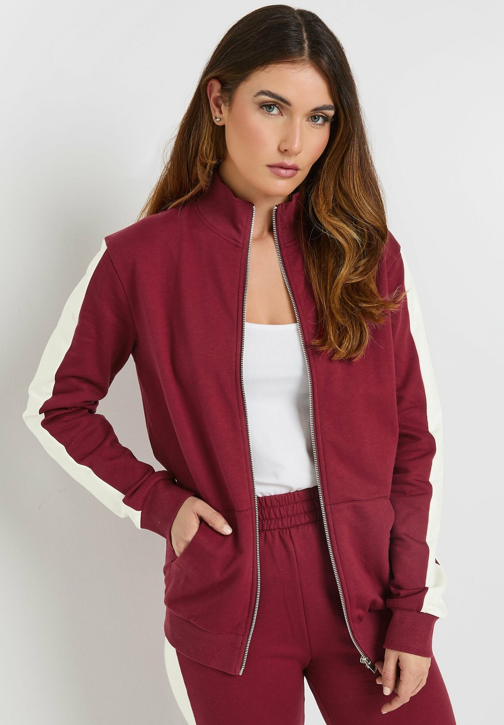 

Толстовка на молнии STRIPE FUNNEL ZIP - Bomber Jacket Long Tall Sally, красный