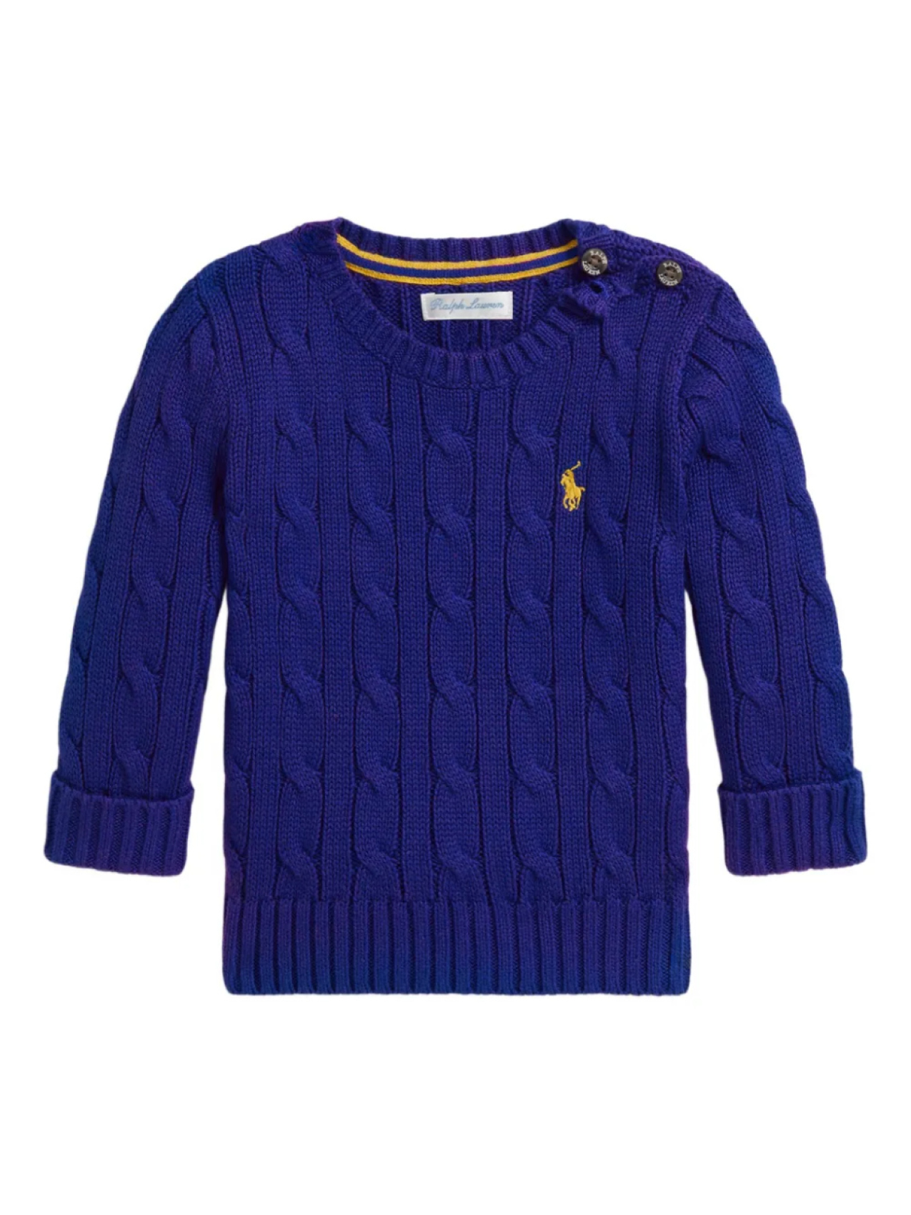 

POLO RALPH LAUREN KIDS свитер из хлопка с косичной вязкой, синий