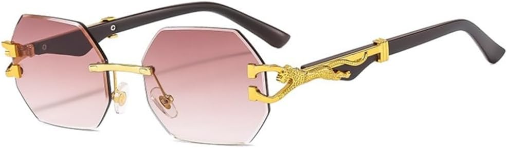 

Солнцезащитные очки без оправы для женщин и мужчин, с цветными градиентными линзами из поликарбоната, мраморным узором, золотистым декором и защитой от УФ-излучения UV400 HDUBFY, C3