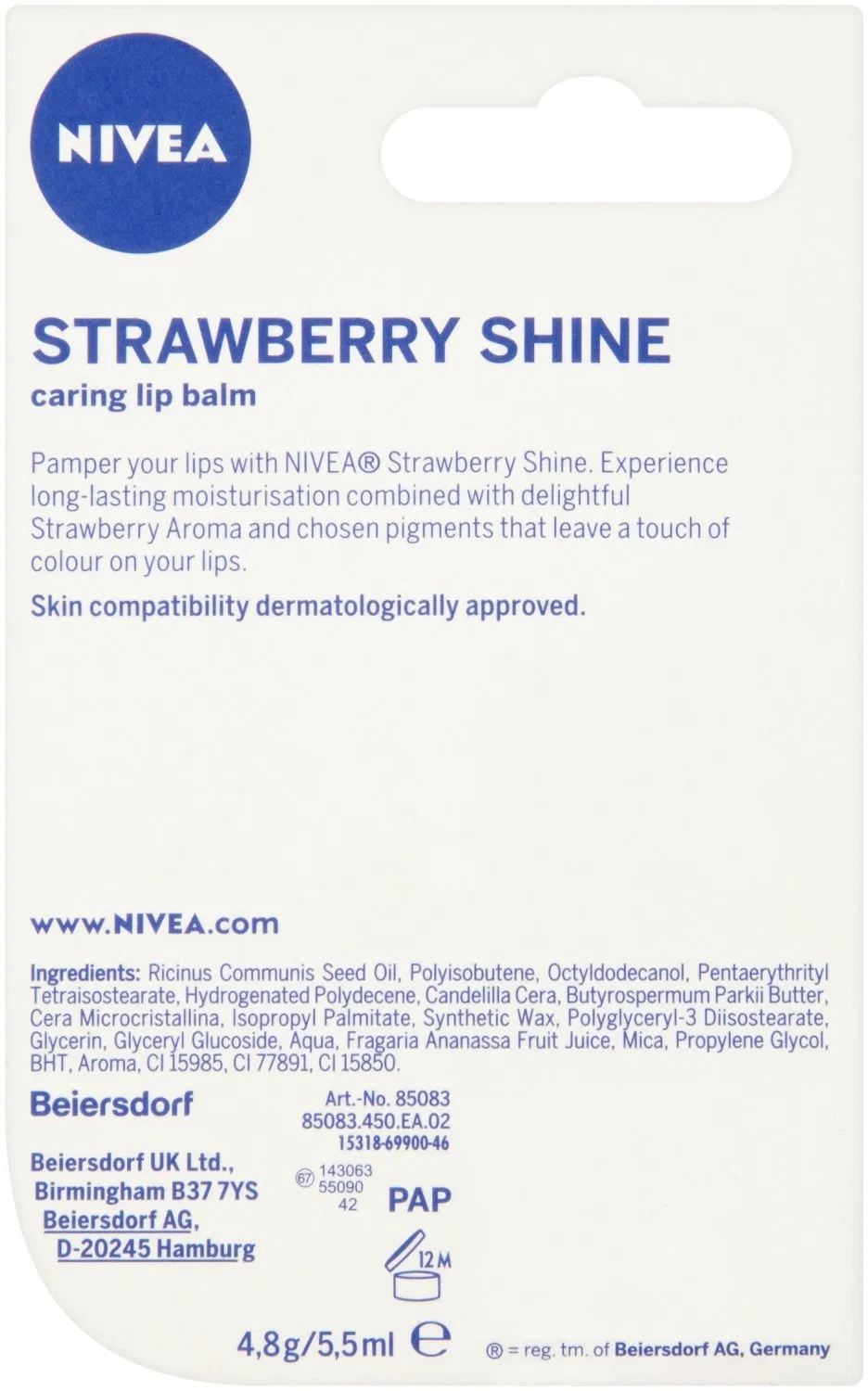 Бальзам для губ Nivea Shine Caring Strawberry, 4.8 г (упаковка из 12 шт.) Nivea — фото 2