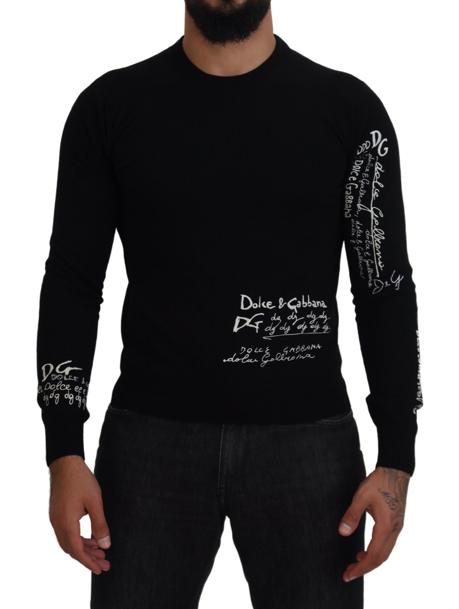 

Элегантный черный кашемировый свитер-пуловер Dolce & Gabbana