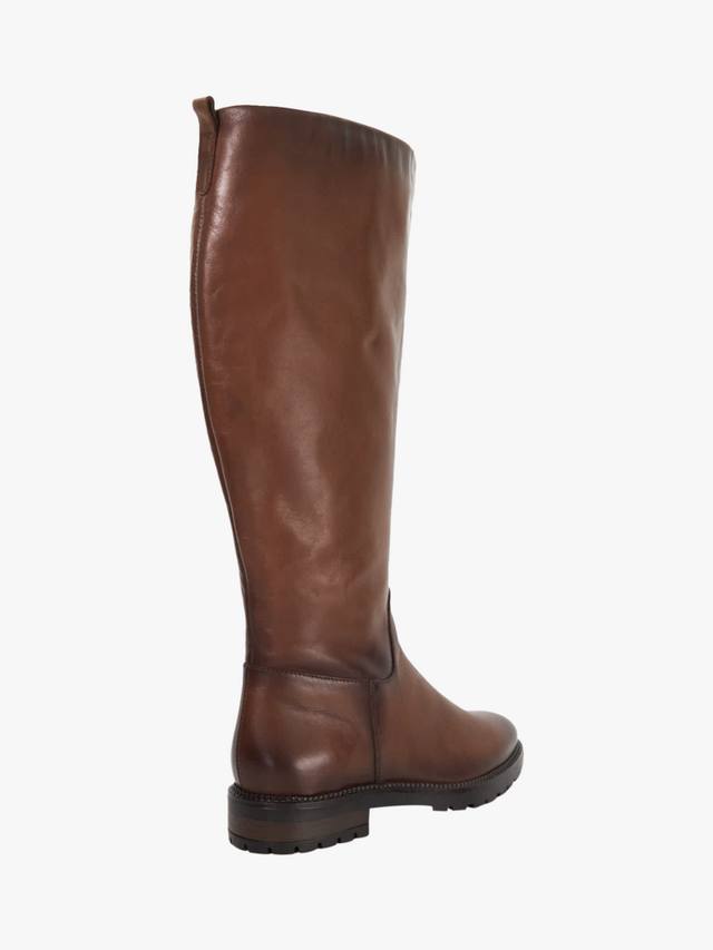 Ботинки Tayah Wide Fit высокие до колена с круглым носком и плоским каблуком из кожи Dune London, Tan-leather — фото 4