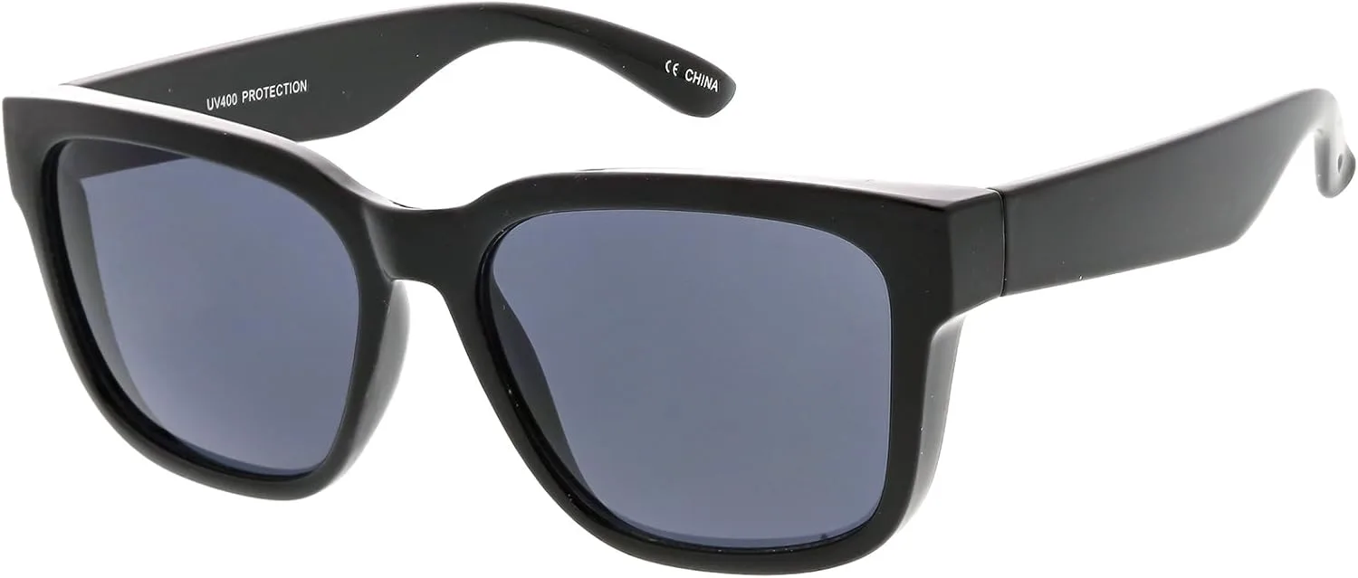 

zeroUV - Классические солнцезащитные очки с широкими дужками, нейтральными по цвету квадратными линзами в роговой оправе, диаметр линз 55 мм, Matte Black / Smoke