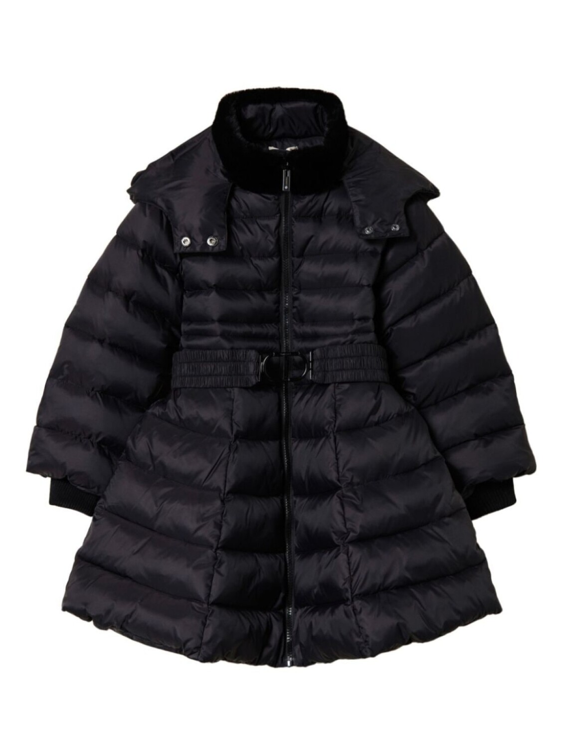 TWINSET Kids пуховик с поясом, черный
