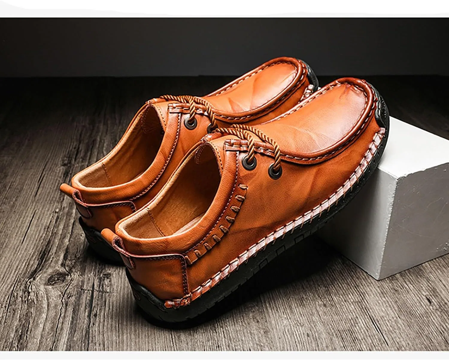 Лоферы мужские кожаные Vintage Comfort, коричнево-желтый DAO-UPPSE — фото 3