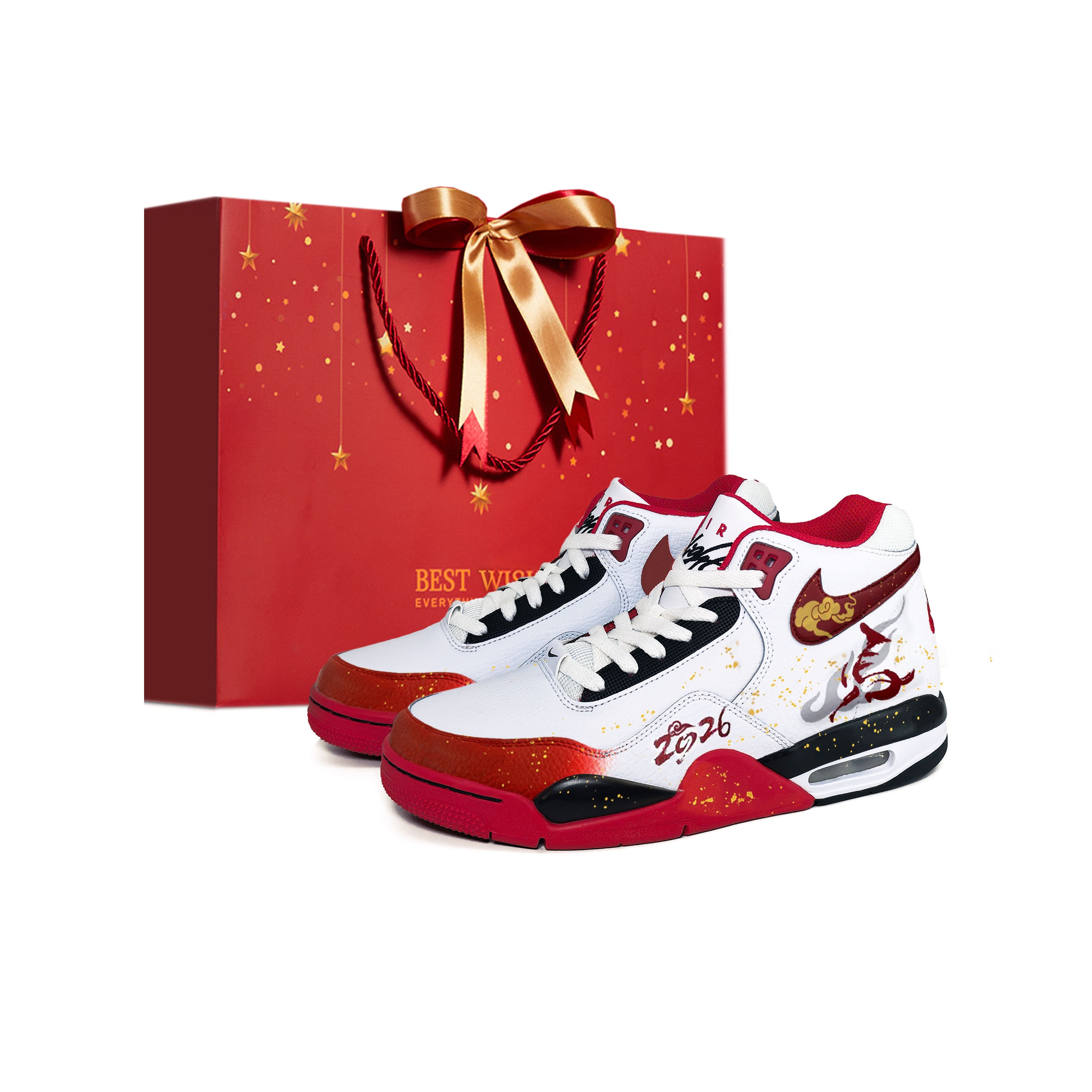 

Nike Кроссовки баскетбольные мужские Flight Legacy Pony Cloud CNY Cushioning Slip Resistant Mid top Vintage Red White