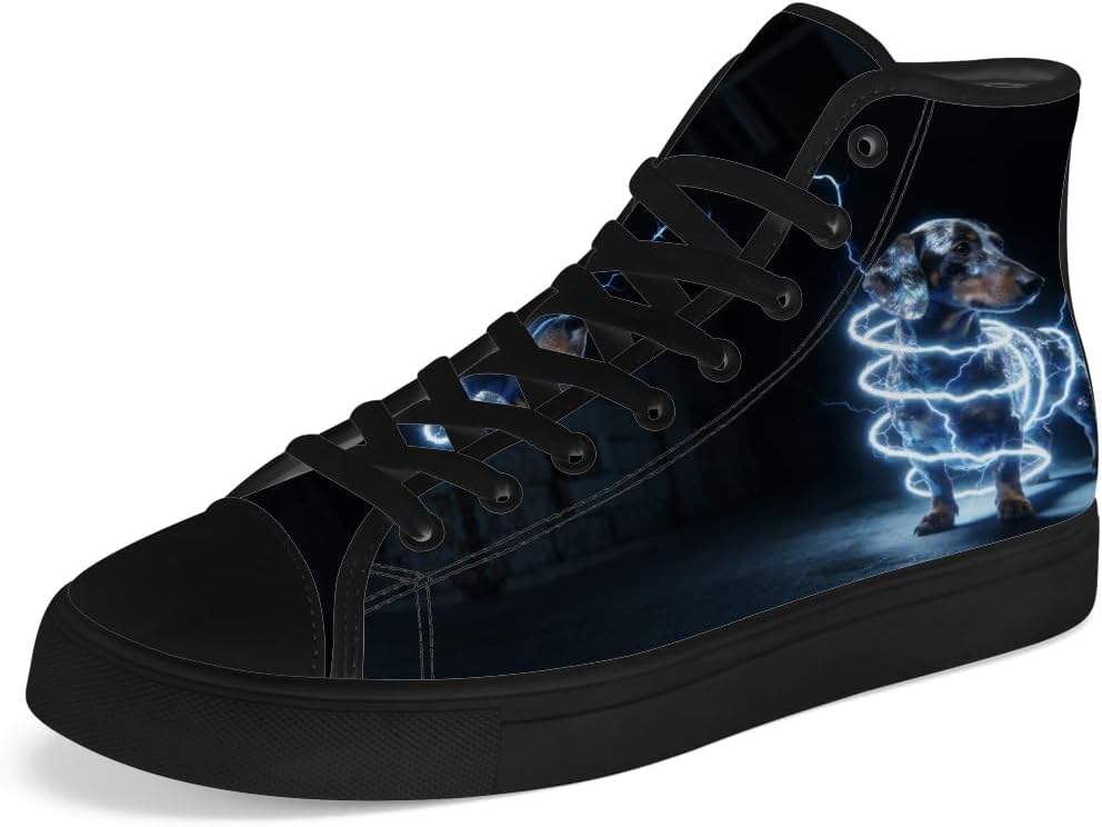 

Мужские и женские высокие кеды с таксой на холщовой подошве, кеды с высокой шнуровкой, повседневная обувь Chebing, синий