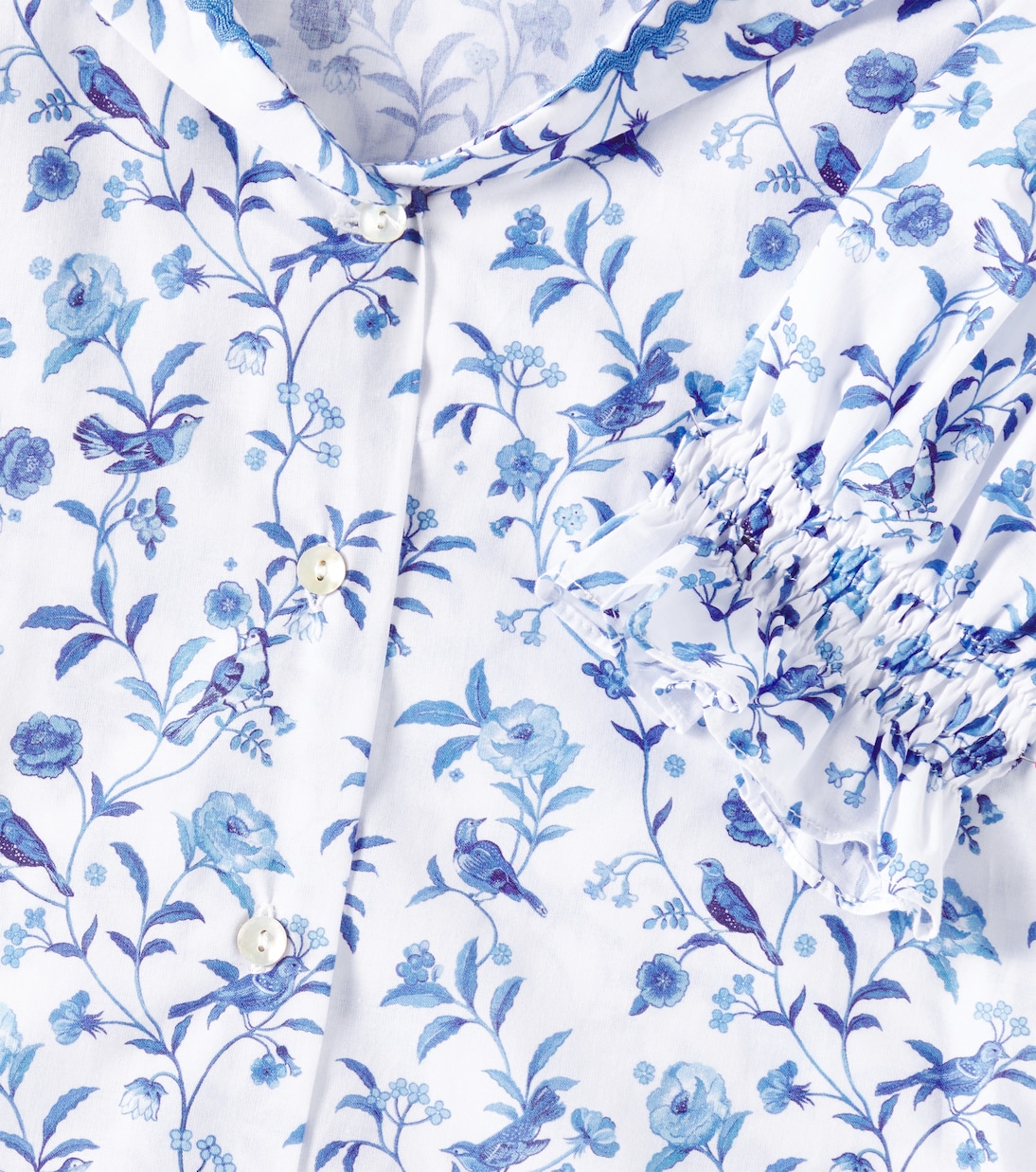 Жоржина цветочная хлопковая блузка La Coqueta, Blue Bird Floral — фото 2