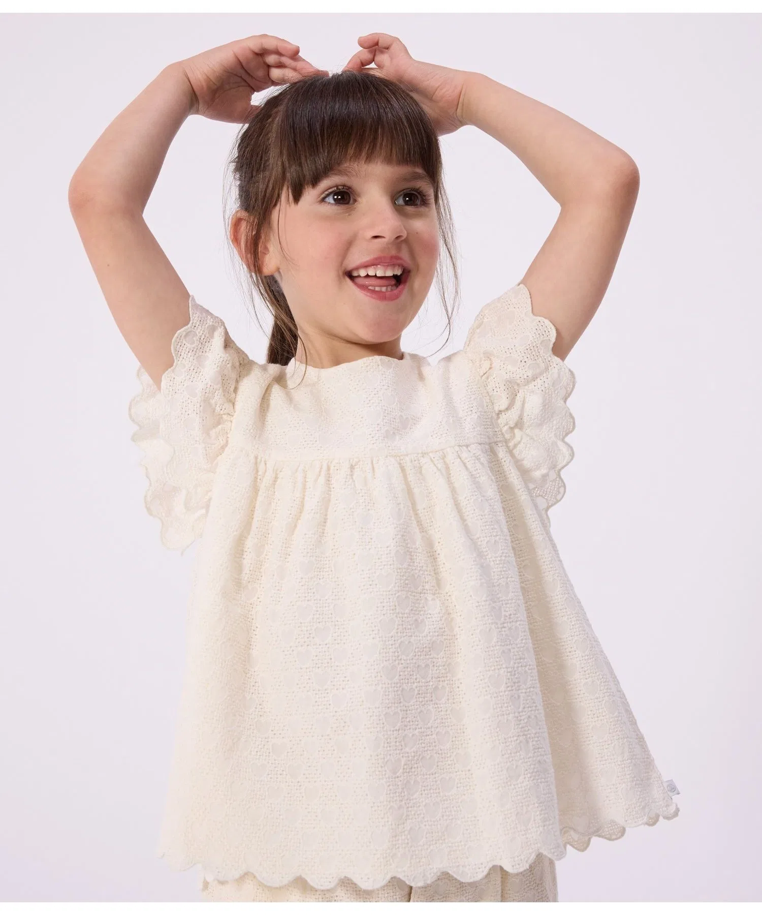 Детская блузка PETIT BATEAU с вышивкой в виде сердца, с коротким рукавом