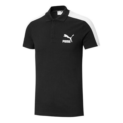 

Рубашка поло iconic t7 polo shirt 'black white' Puma, черный