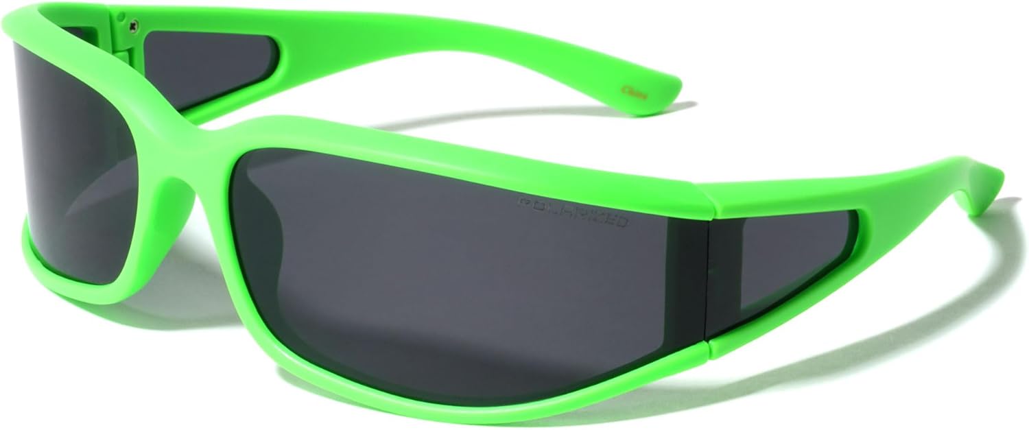 

Поляризованные футуристические солнцезащитные очки с увеличенными боковыми линзами овальной формы, модные, для мужчин и женщин, с защитой от УФ-излучения UV400 Sunglasses Luxe, Green