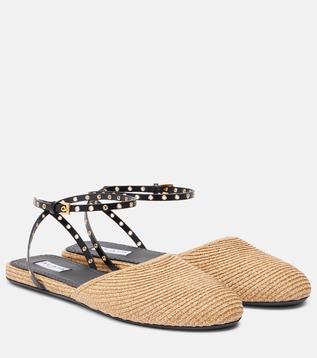 Балетки из рафии с кожаной отделкой Alaïa, Naturel