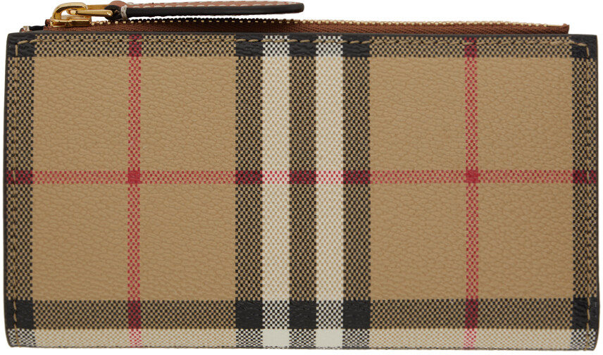 

Бежевый кошелек двойного сложения в клетку среднего размера Burberry