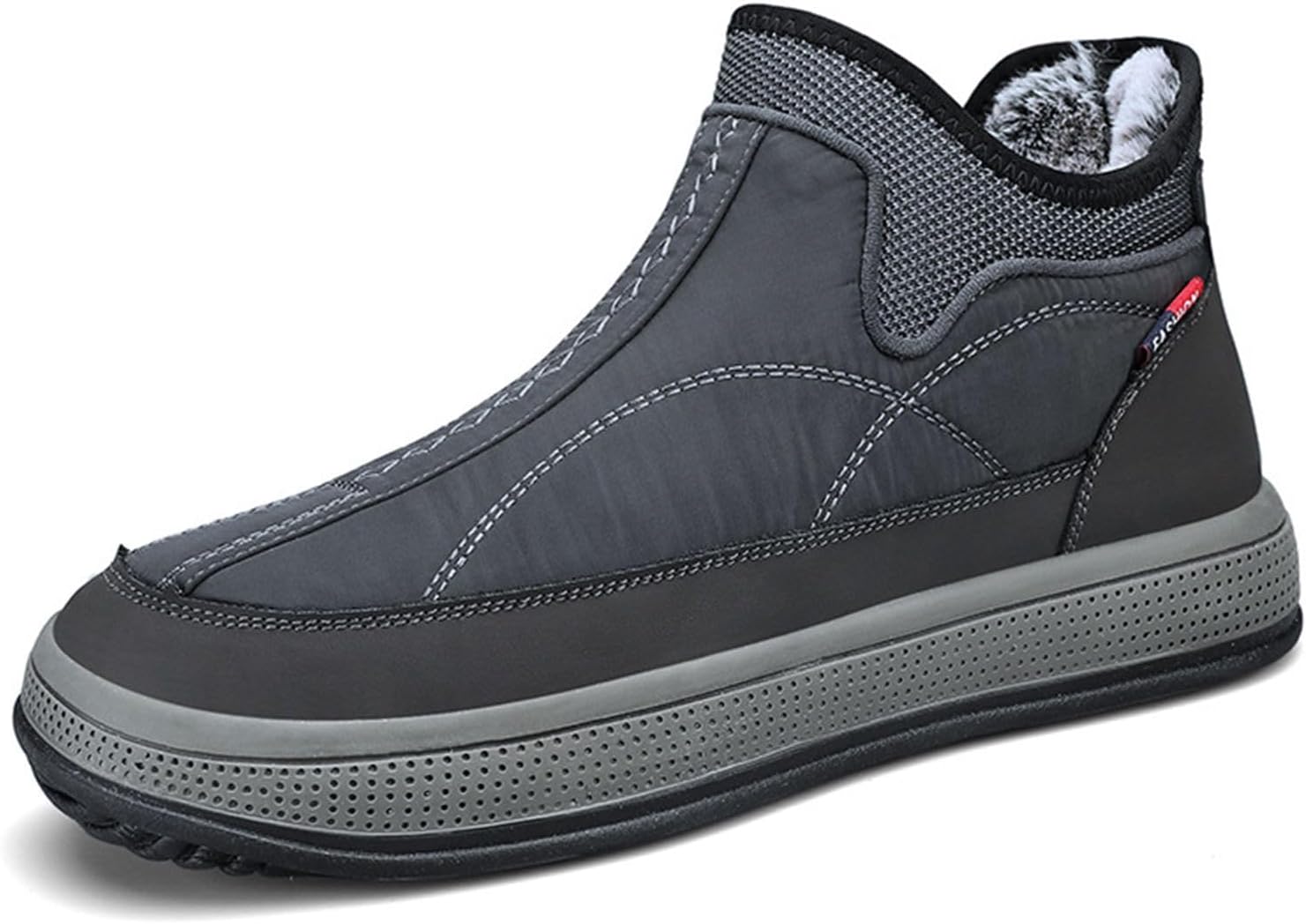 

Мужские зимние ботинки Crepuscute с плоской подошвой, бархатные, теплые, противоскользящие, высокие, на щиколотку, для прогулок на улице, серый