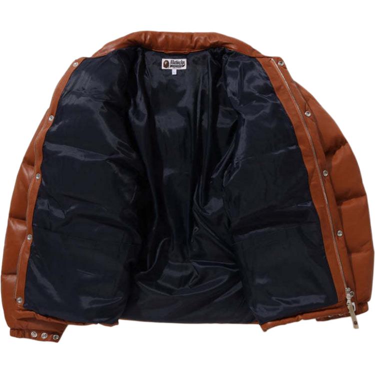 A BATHING APE Кожаная классическая пуховая куртка Bape, Brown — фото 4