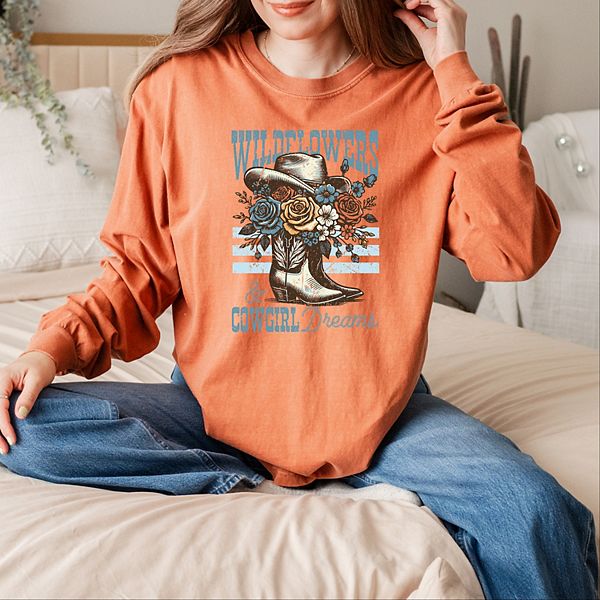 

Длинный рукав с эффектом окраски Wildflowers cowgirl dreams Simply Sage Market, Yam