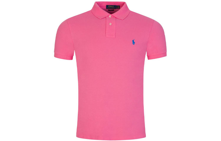 

Футболка поло с вышитым логотипом и прямым подолом Polo Ralph Lauren, розовая
