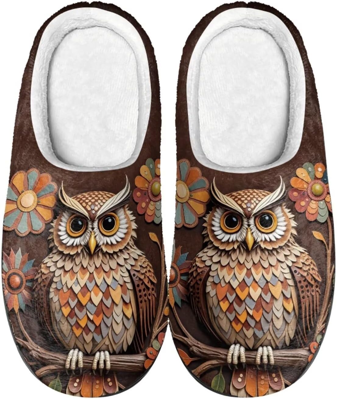 

Уютные тапочки, мягкие и удобные, с нескользящей подошвой, для женщин и мужчин, домашняя обувь, обувь для спальни Cadowhimsy, Art Floral Owl
