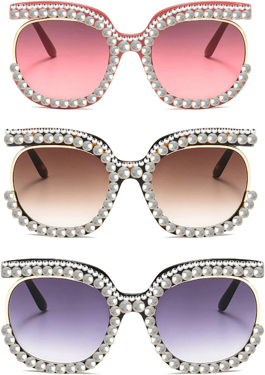 

Willochra — сверкающие хрустальные круглые солнцезащитные очки для женщин, украшенные крупными стразами и бриллиантами, стильные, для вечеринок и путешествий, 3pcs-black&leopard&pink