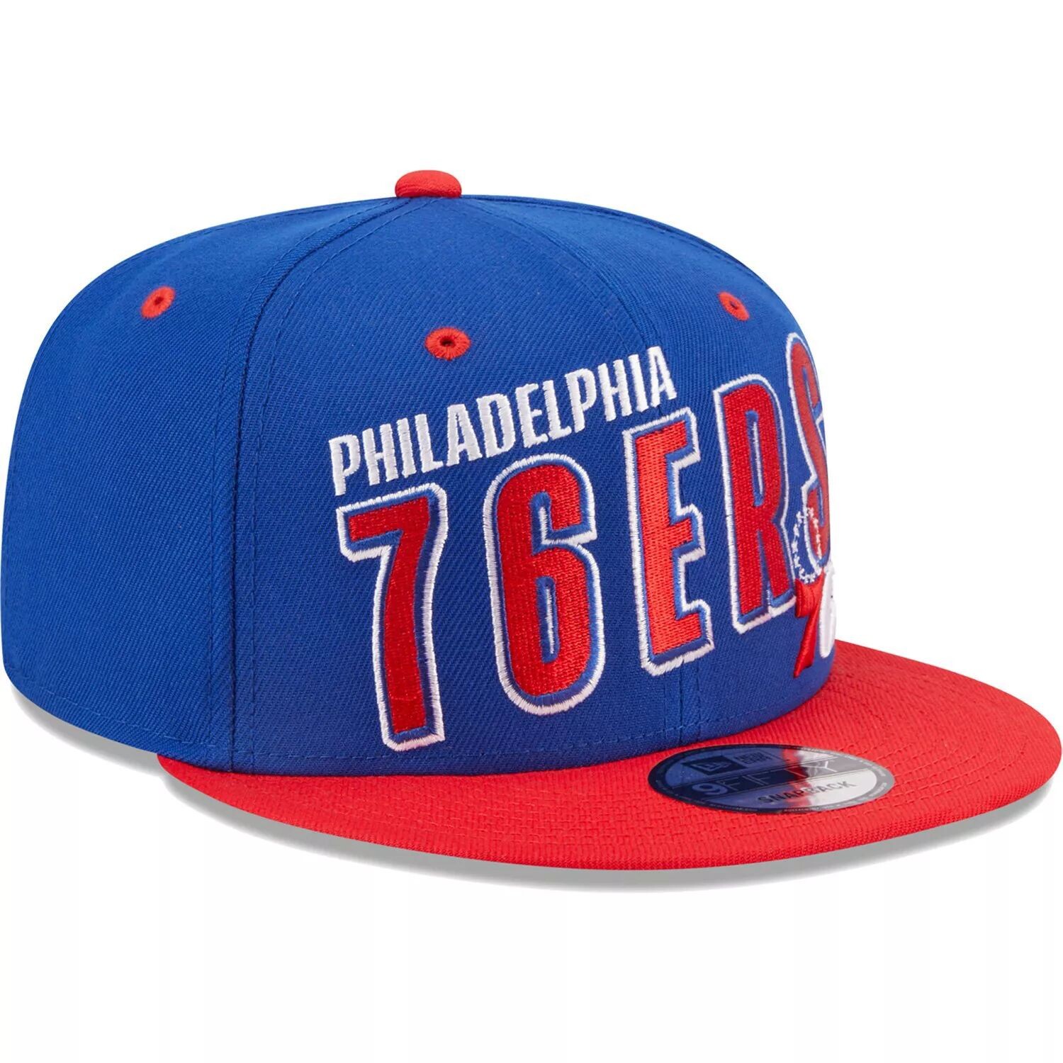 

Мужская кепка New Era Royal/Red Philadelphia 76ers Stacked Slant, двухцветная кепка 9FIFTY Snapback