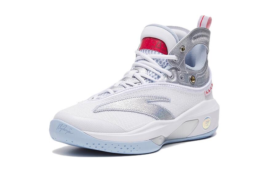 Детские баскетбольные кроссовки GS High-top белые/серебристые/синие Anta Kids — фото 2