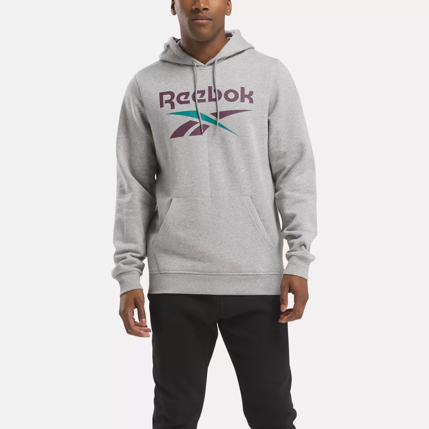 

Флисовый пуловер с логотипом Identity Reebok, серый/сливовый