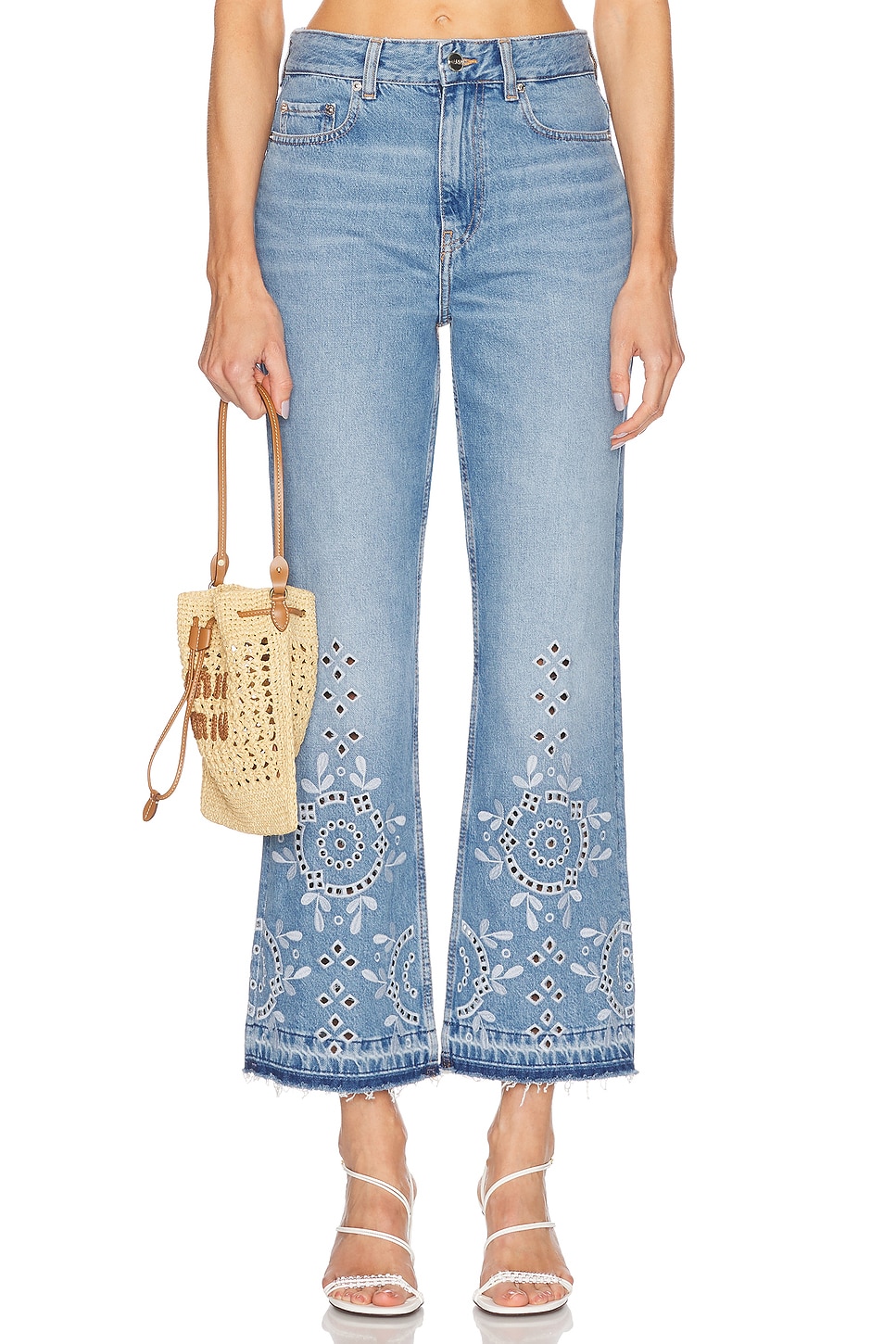 

Кроп широкие джинсы Ganni, Light Blue Stone
