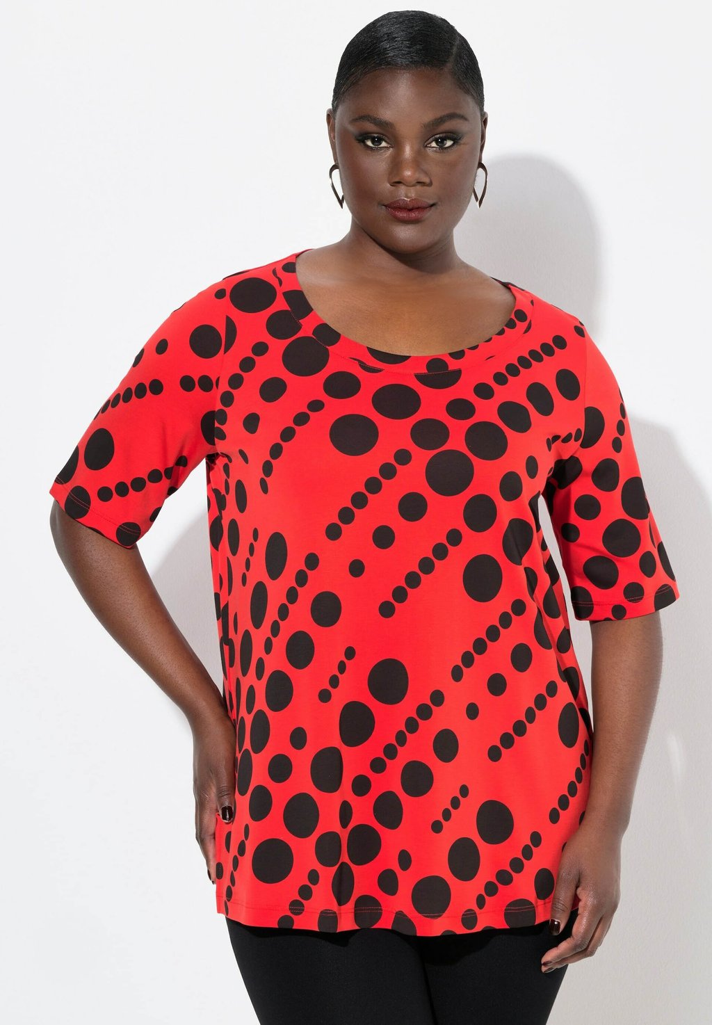 

Футболка с принтом POLKA DOT SHORT SLEEVE PIMA Ulla Popken, красный
