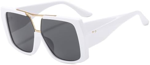 

Новые солнцезащитные очки большого размера 2025 года для женщин, в винтажном стиле, мужские солнцезащитные очки зеленого цвета с защитой от УФ-излучения UV400, роскошные, мужские и женские DSXLY, White