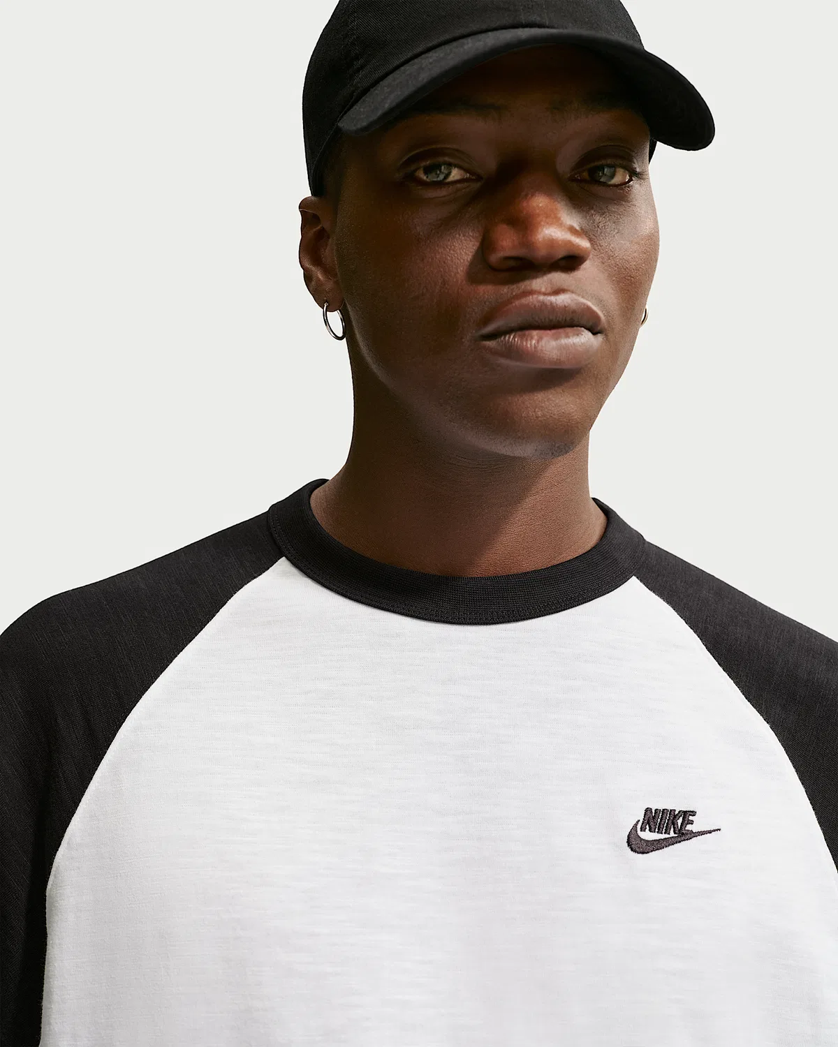 Мужская футболка с рукавом 3/4 реглан Nike Sportswear Club, Black/White/Black — фото 3