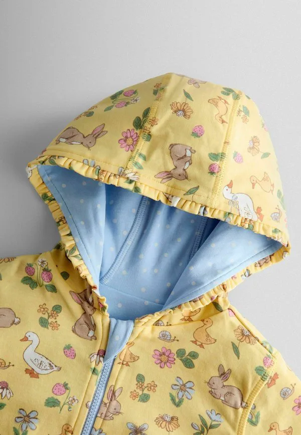 Двусторонняя толстовка на молнии с изображением утки и кролика. Jojo Maman Bébé, Light Yellow — фото 4